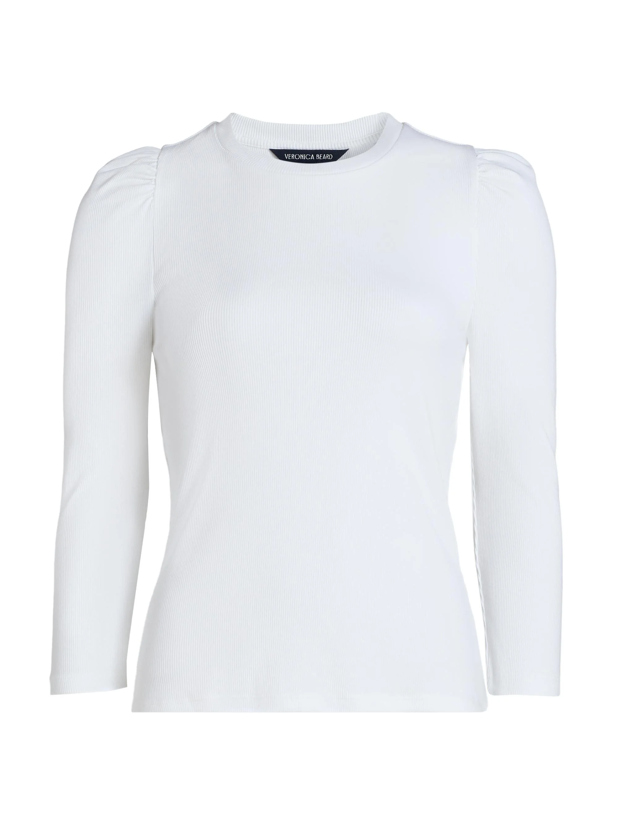 Women's Britney Puff Shoulder Rib-Knit Top - White - 1