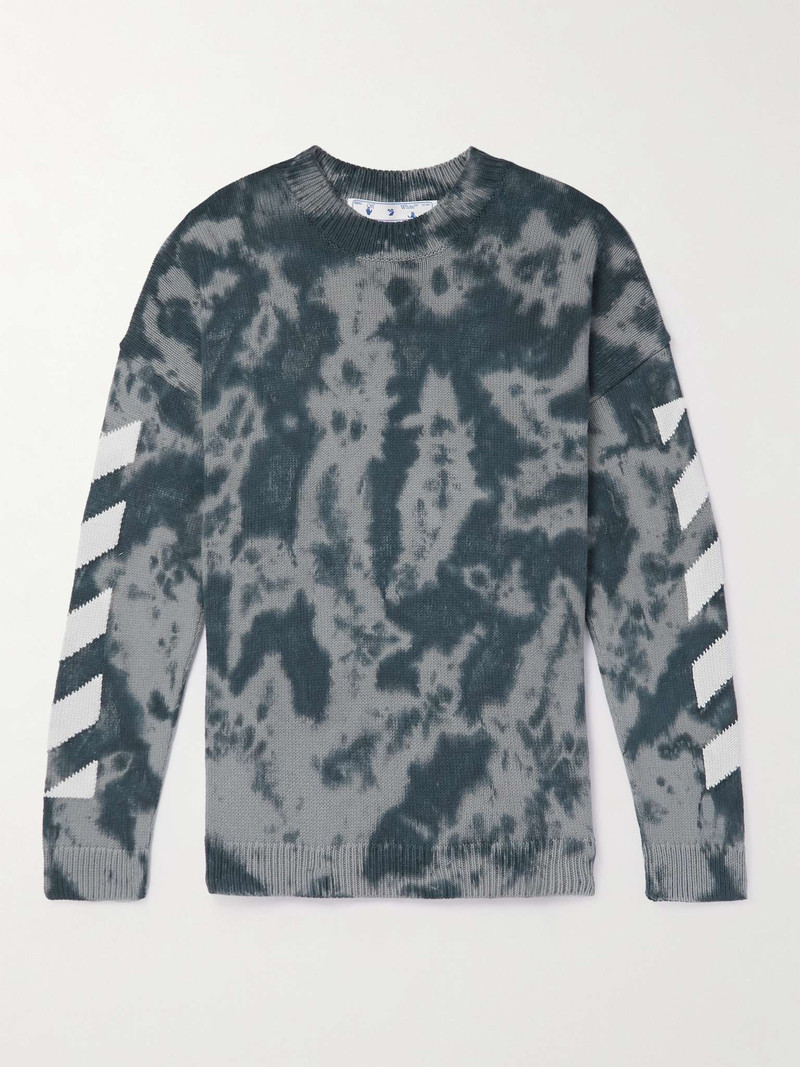 Logo-Intarsia Tie-Dyed Cotton-Blend Sweater 1