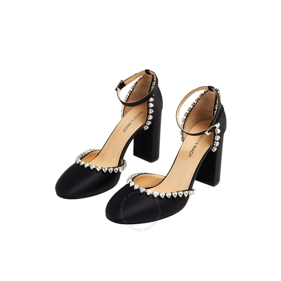 Mach & Mach Audrey 95 Crystal Heart Satin Pumps - 2