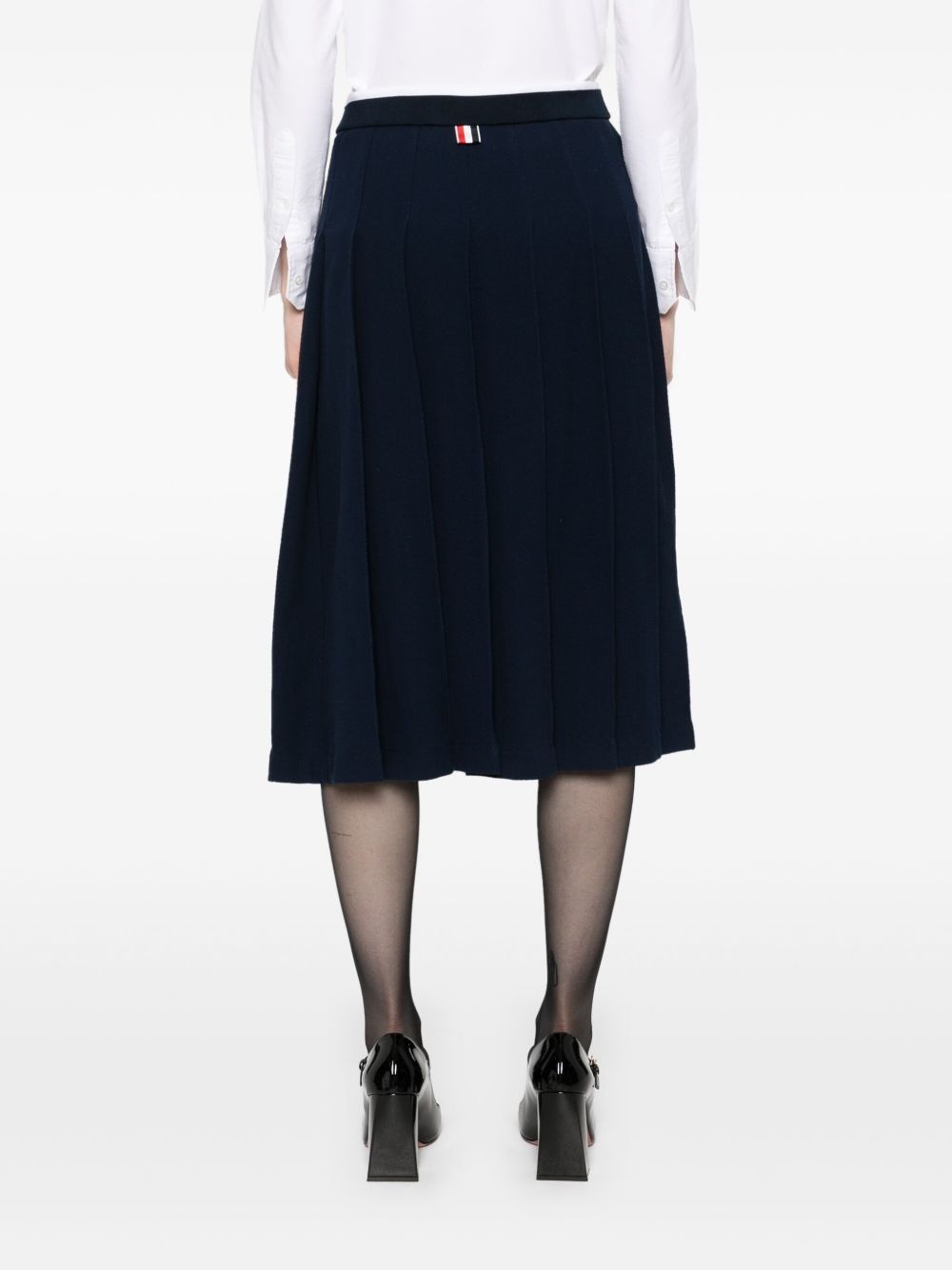 pleated chevron-knit midi skirt - 4
