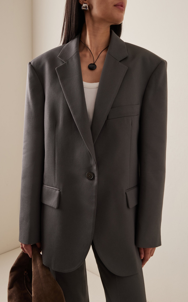 The Frankie Shop Lyra Oversized Suiting Blazer grey outlook