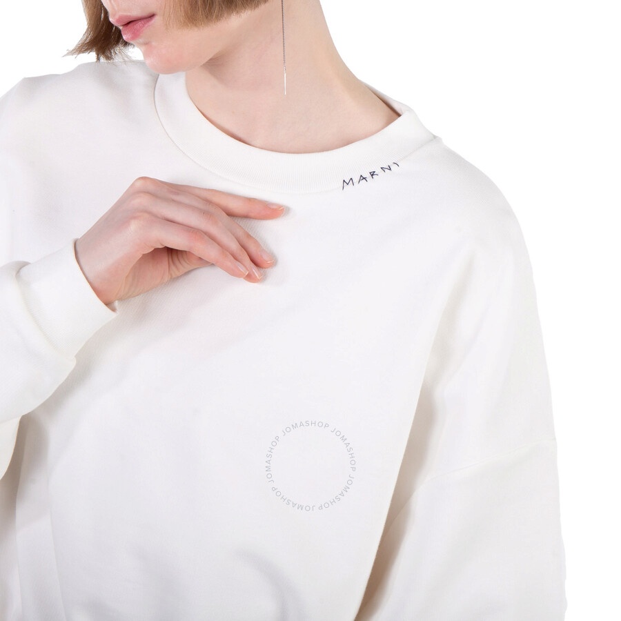 Marni White Drawstring Jersey Sweatshirt - 4
