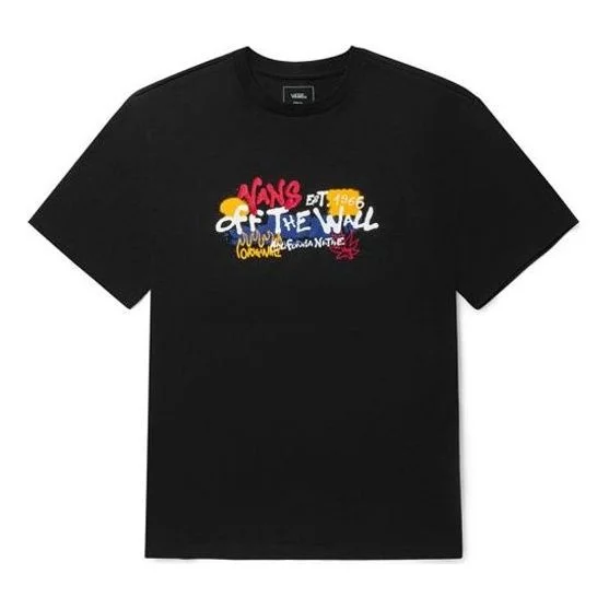 Vans Graffiti Alphabet Cartoon Printing Sports Loose Short Sleeve Couple Style Black VN0A5F3JBLK - 1