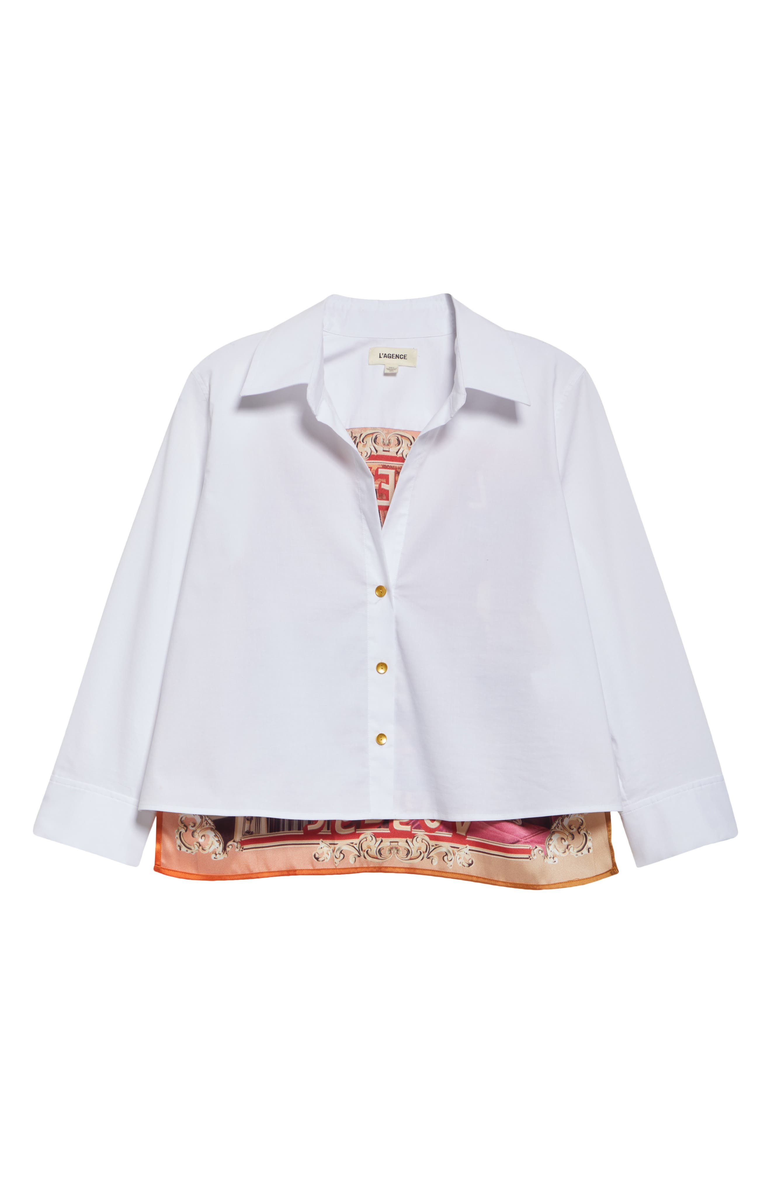 L'AGENCE Logo Graphic Woven Shirt in White/Multi at Nordstrom - 3