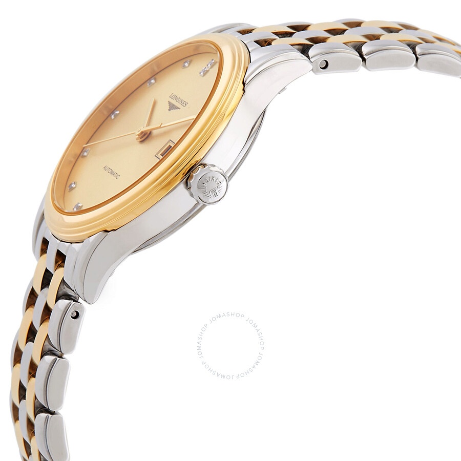 Longines Flagship Automatic Diamond Gold Dial Ladies Watch L4.374.3.37.7 - 2