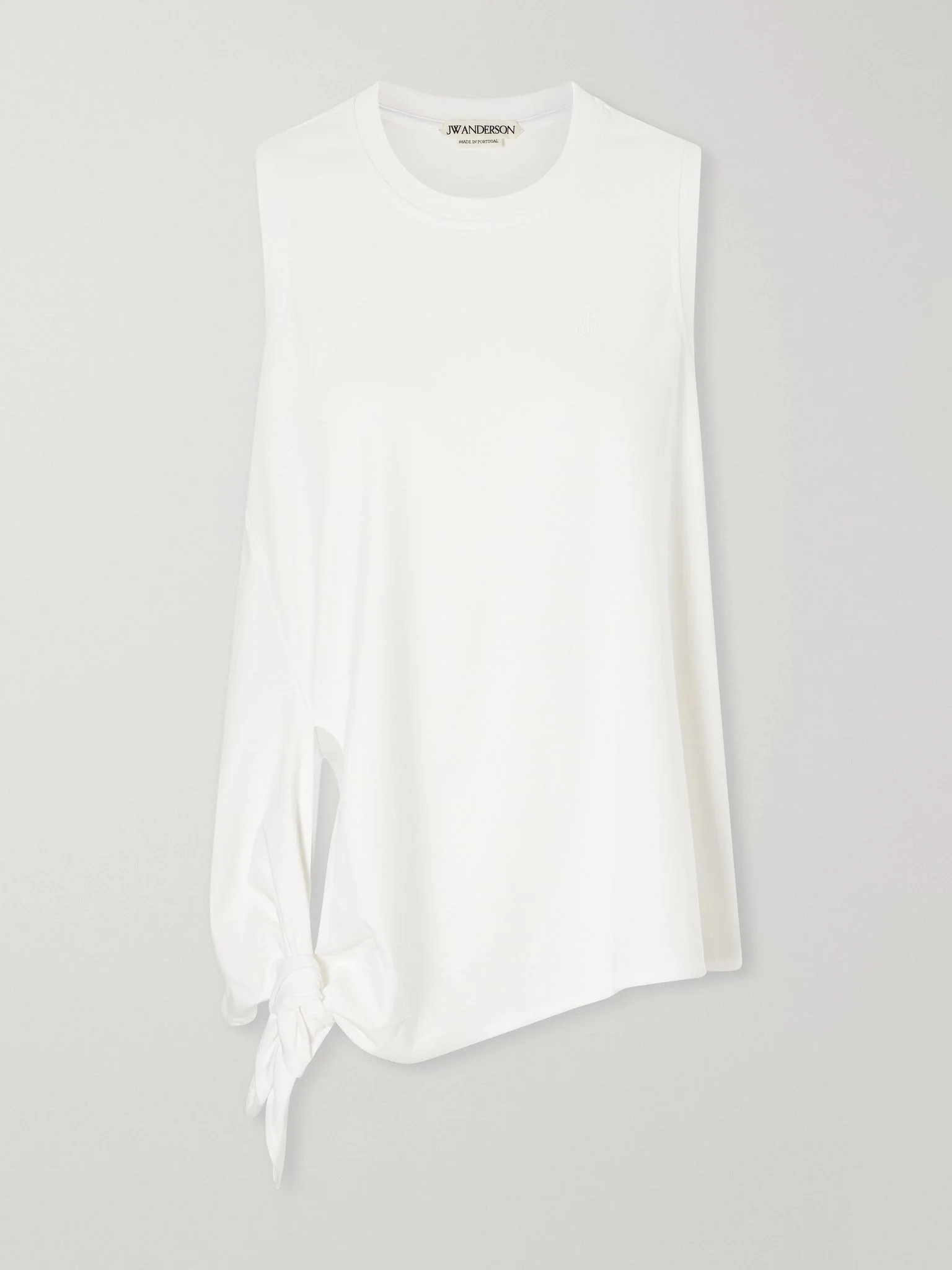 Knotted logo-embroidered cotton-jersey tank White - 1