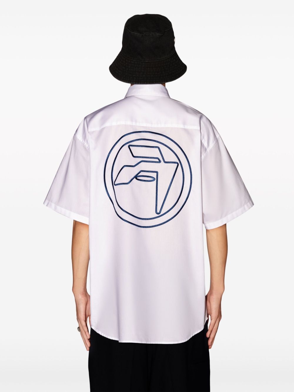 logo-embroidered cotton shirt - 4