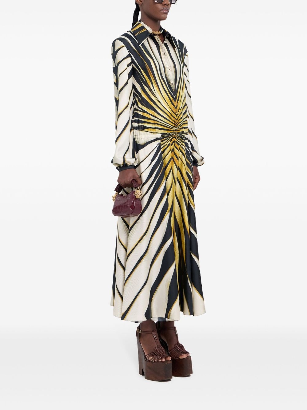 Ray of Gold print silk shirt dress - 3