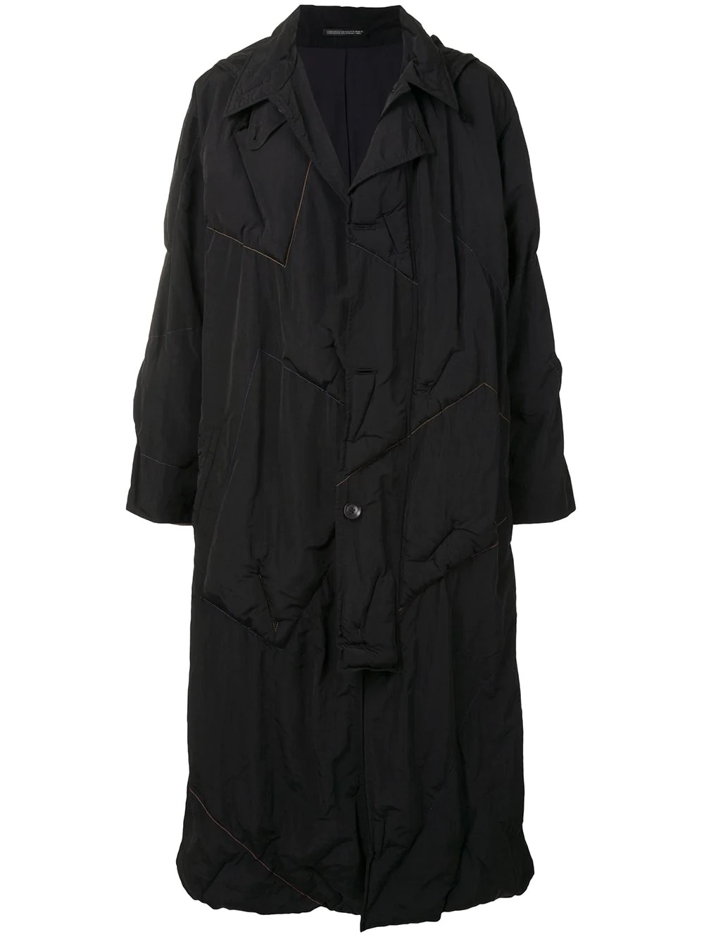 ruched long-sleeve coat - 1