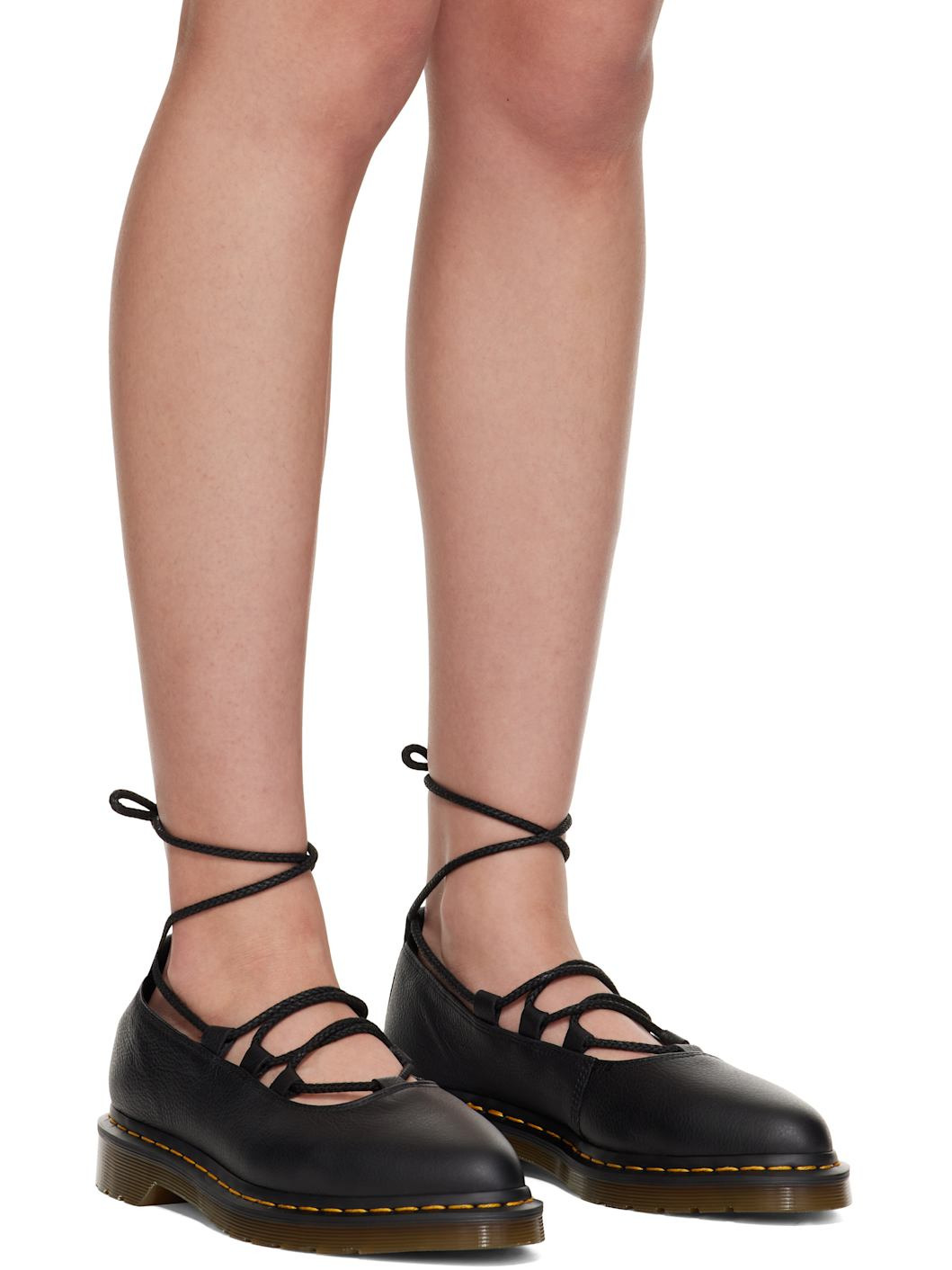 Black Elphie II Virginia Leather Ballerina Flats - 4