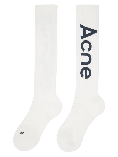 Acne Studios White Logo Knee Socks outlook