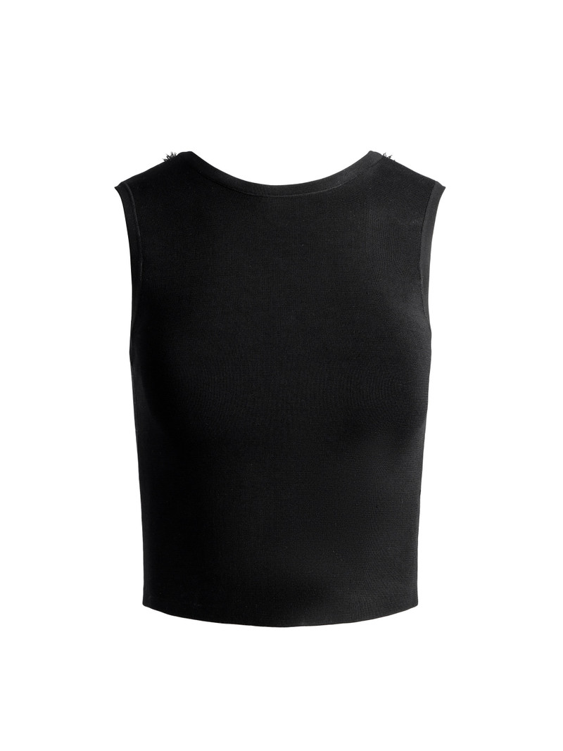 LOE LACE UP BACK SLEEVELESS SWEATER - 1