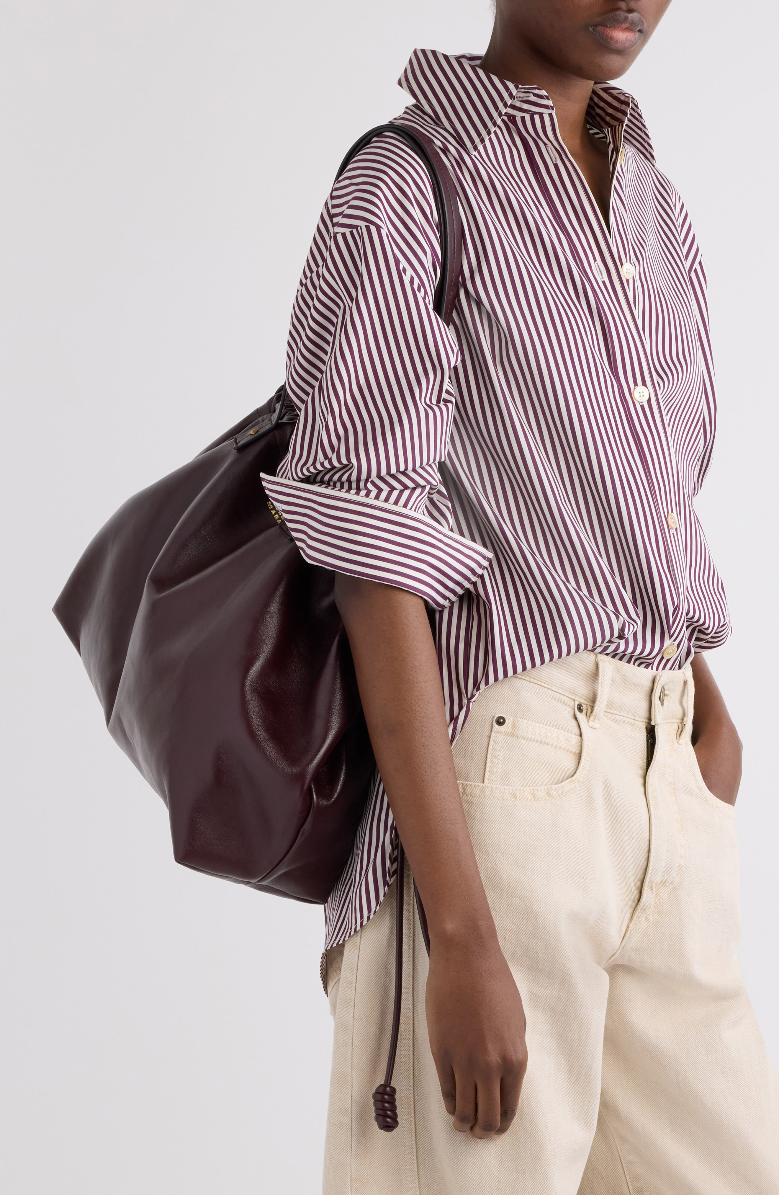 Isabel Marant Silven Leather East/West Tote in Burgundy at Nordstrom - 7