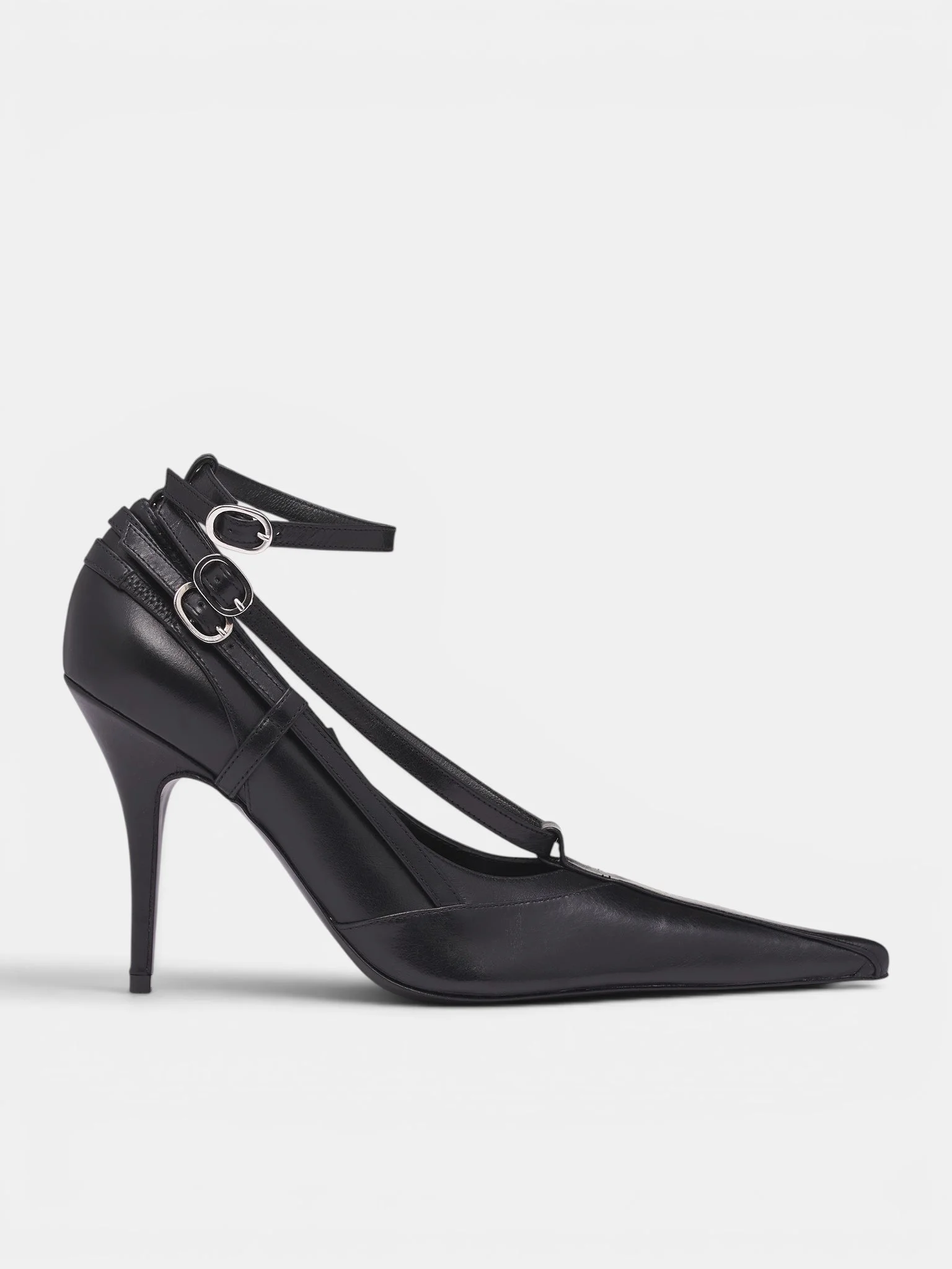 Black Leather All-In Pump Heels - 1