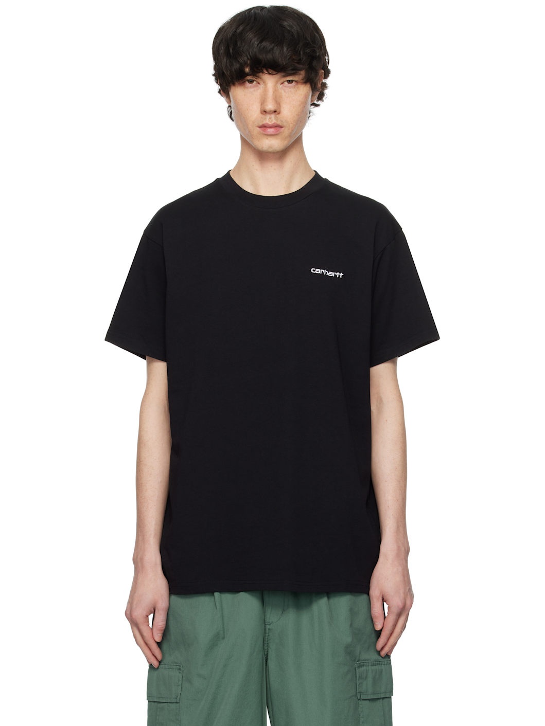 Black Script Embroidery T-shirt - 1