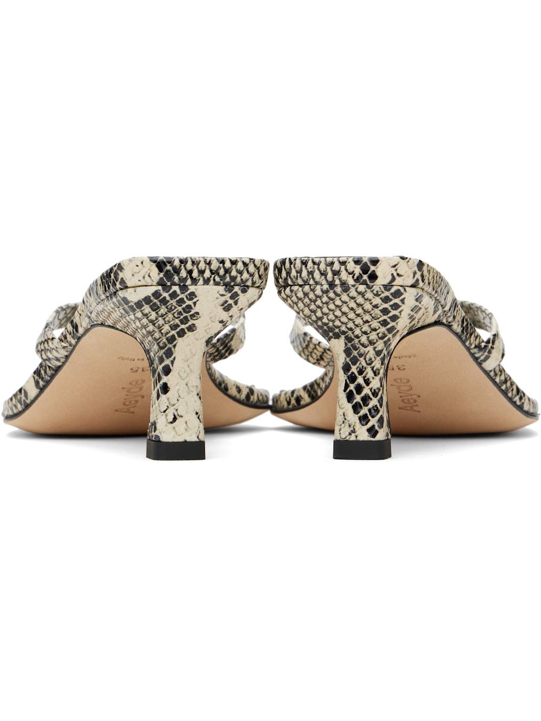 Off-White & Black Wilma Leather Toe-Post Heeled Sandals - 2