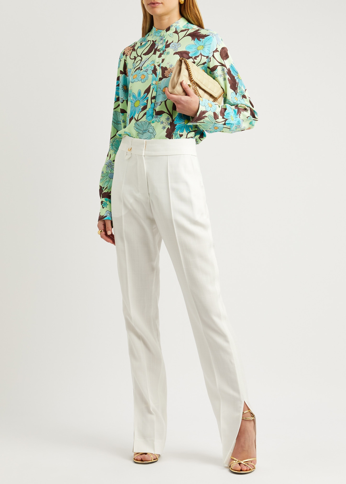 Floral-print matte satin shirt - 4