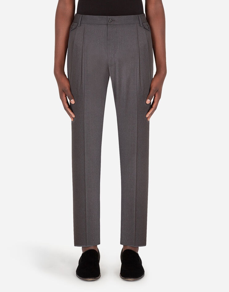 Stretch wool pants with darts - 1