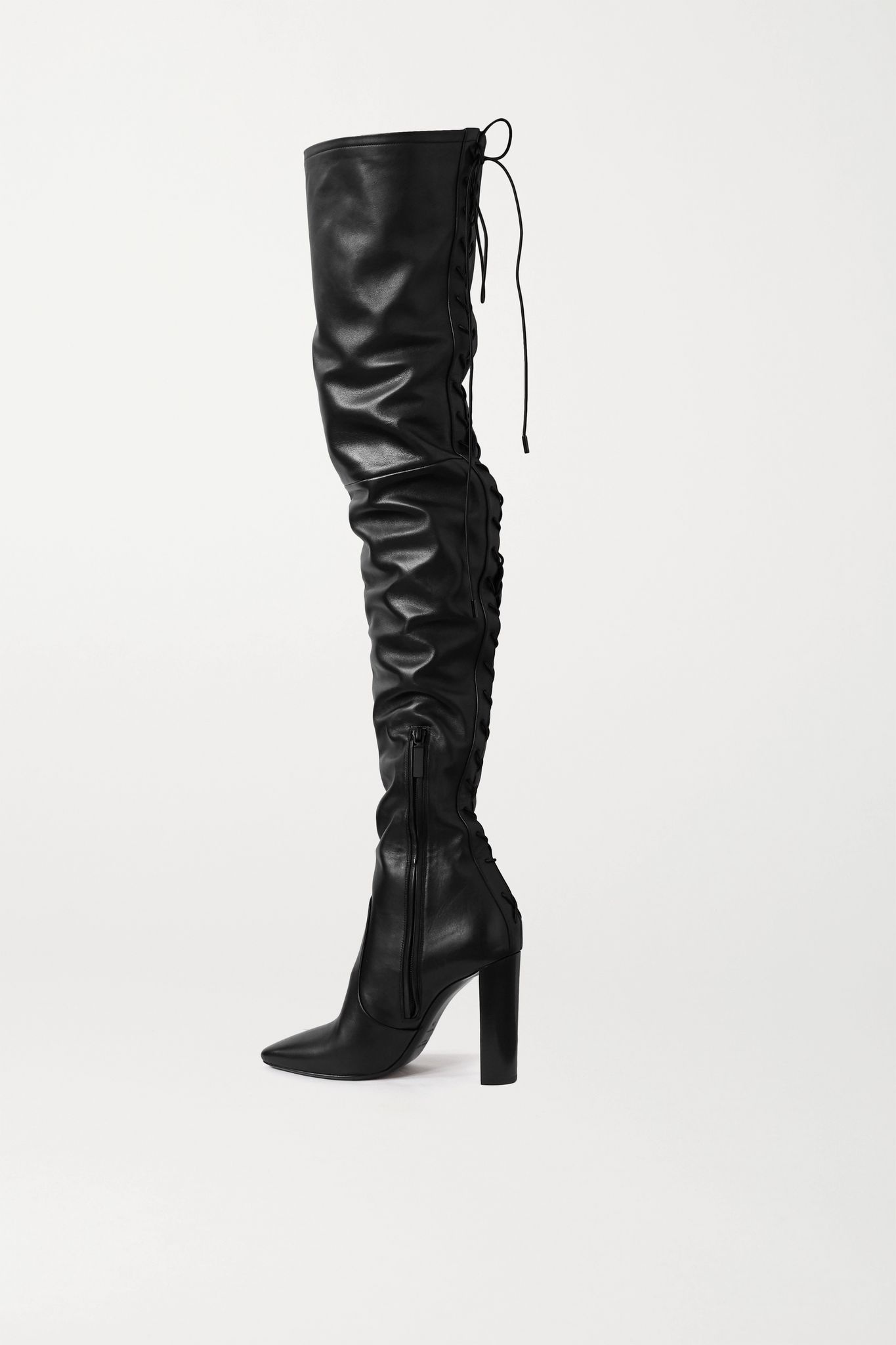 Moon lace-up leather over-the-knee boots - 3