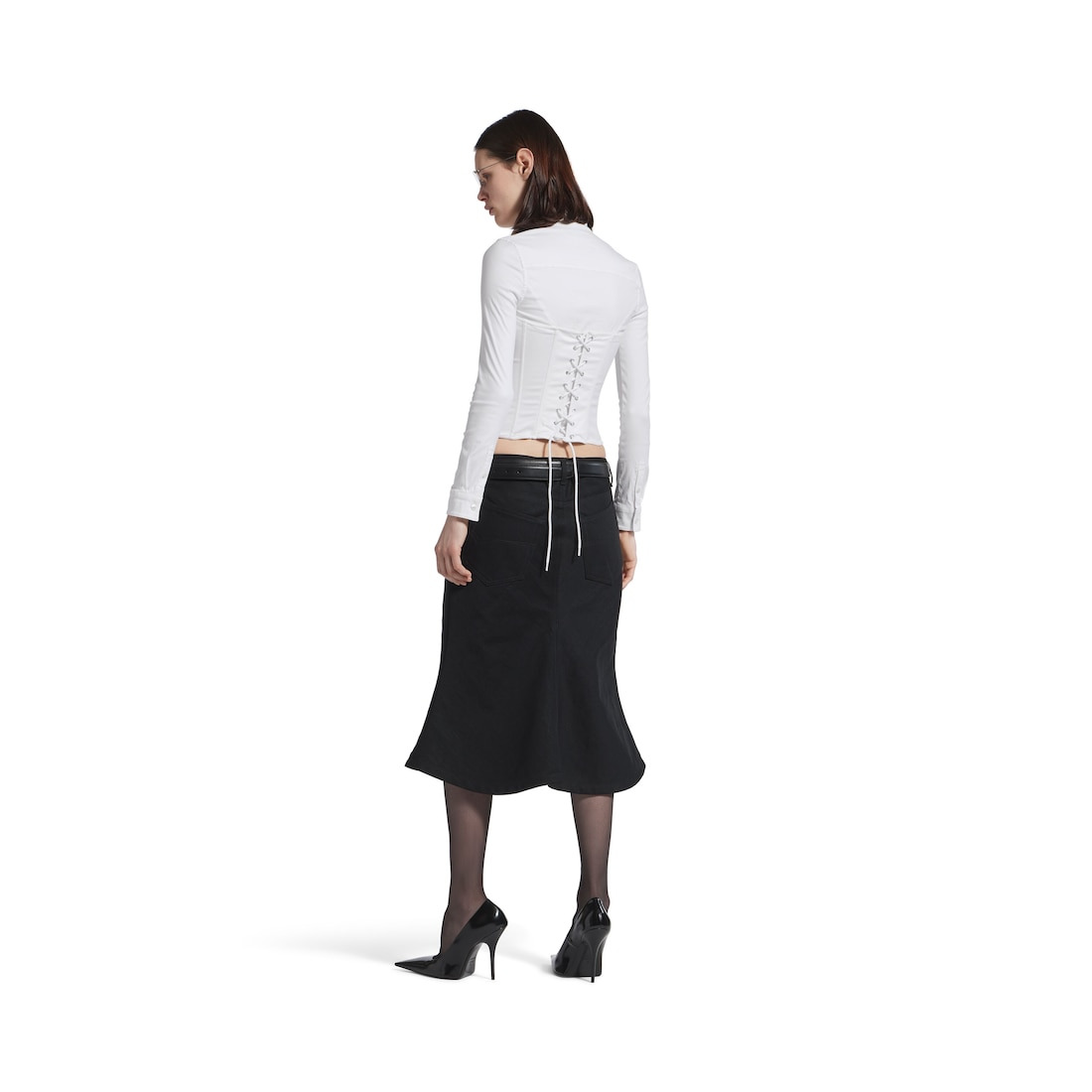 Women's Corseted Shirt in White - 4