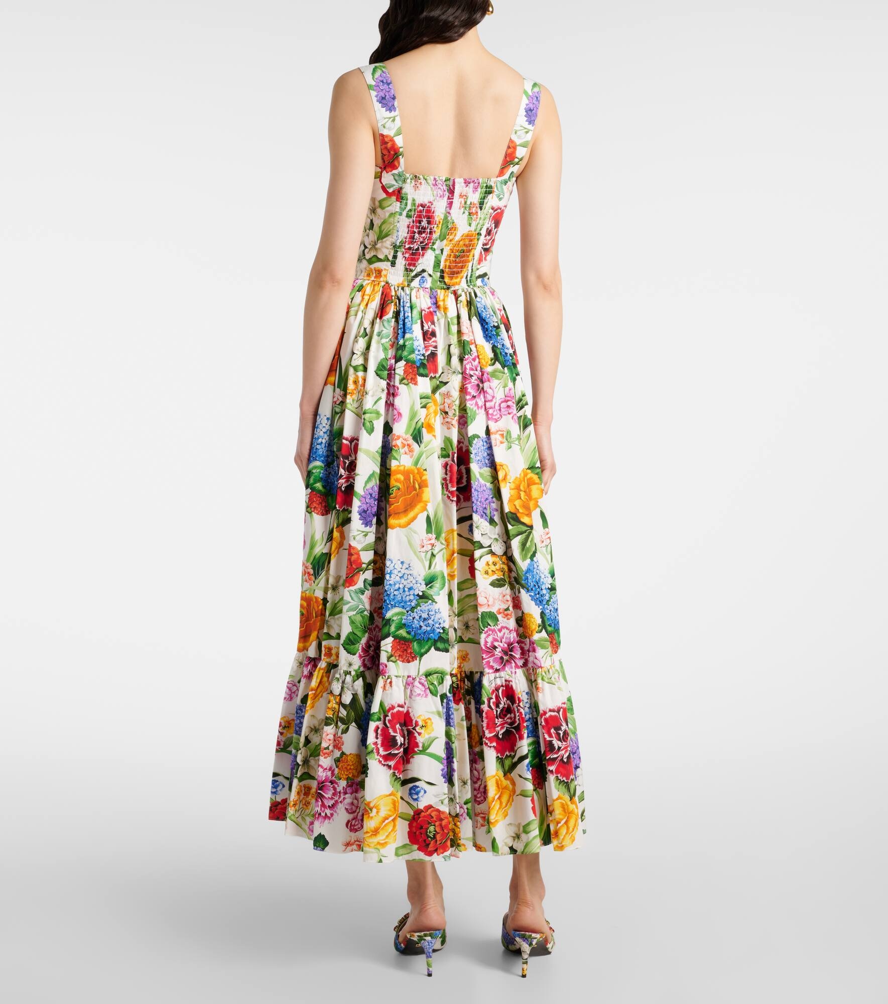 Floral pleated cotton bustier dress - 3