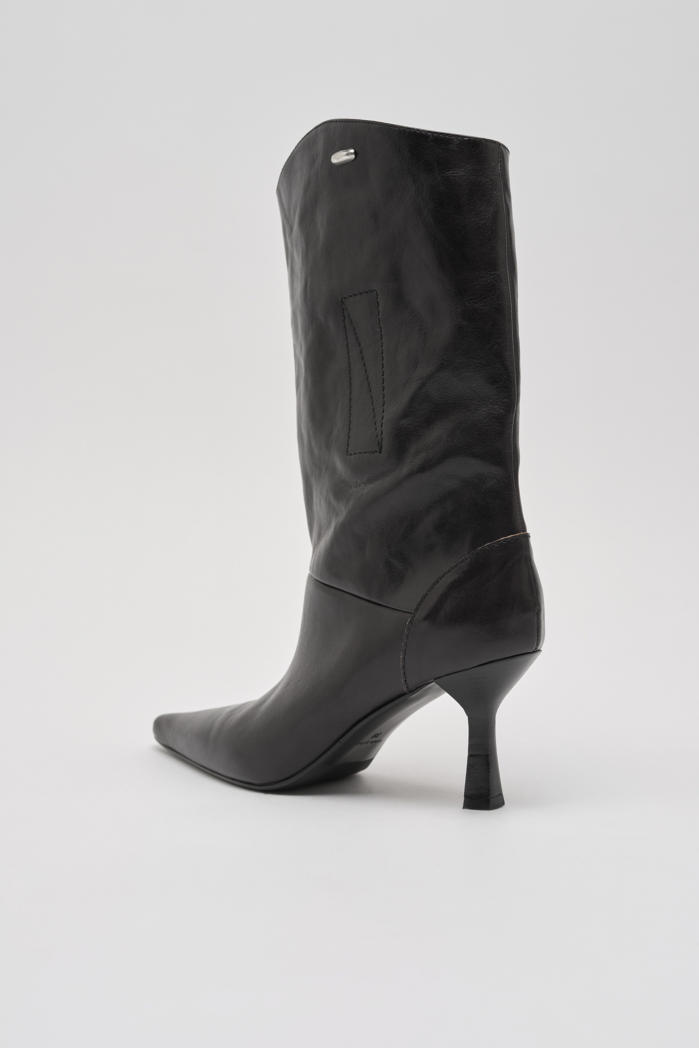 Envelope Boot Top Dyed Black Leather - 3