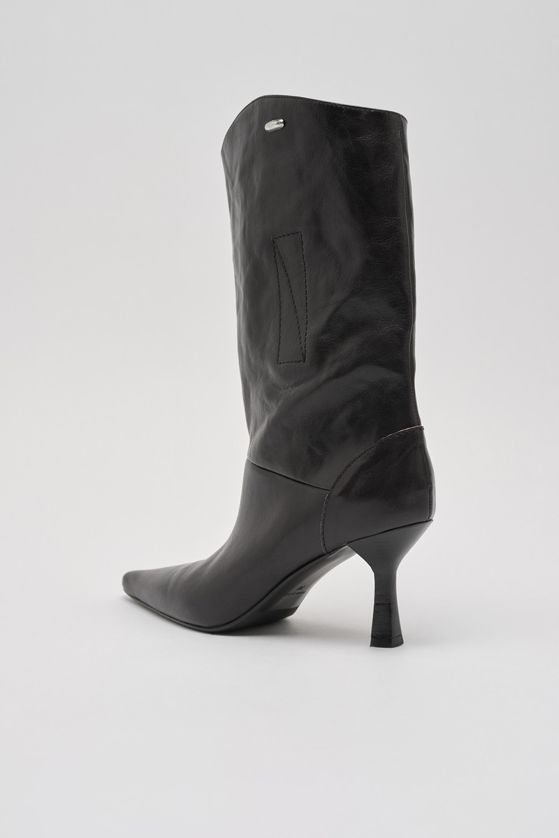 Envelope Boot Top Dyed Black Leather 3