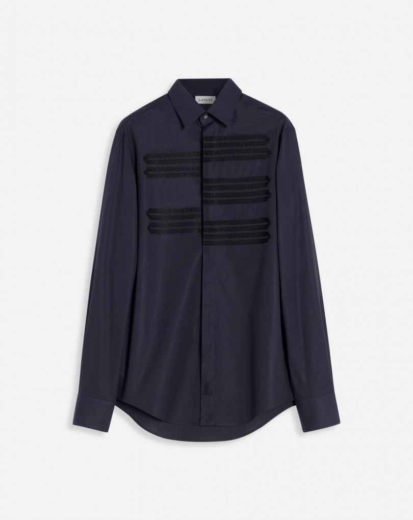 SHIRT WITH GROSGRAIN DETAILS - 1