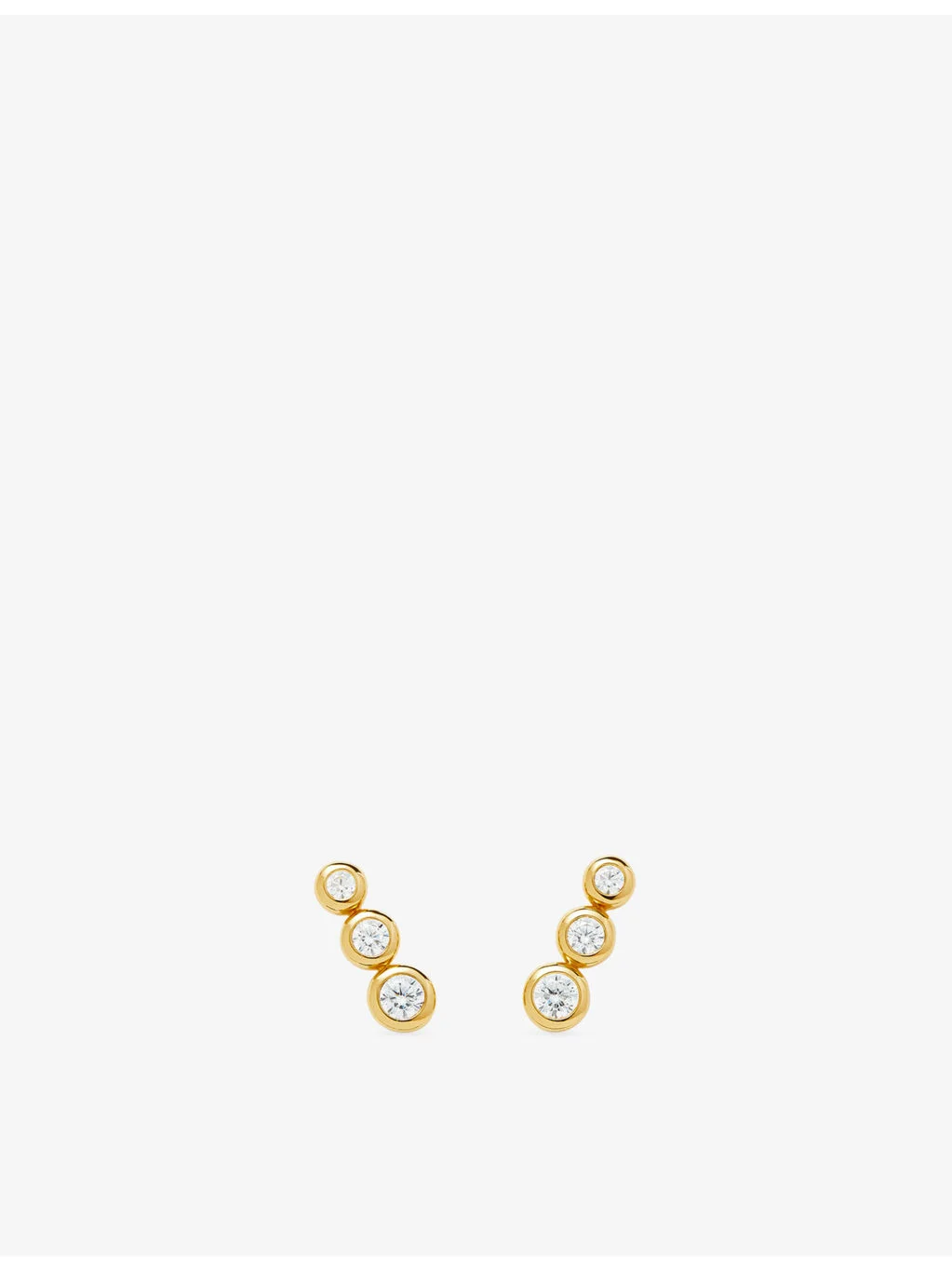 Triple Stone 18ct Gold Vermeil And Cubic Zirconia Stud Earrings - 1