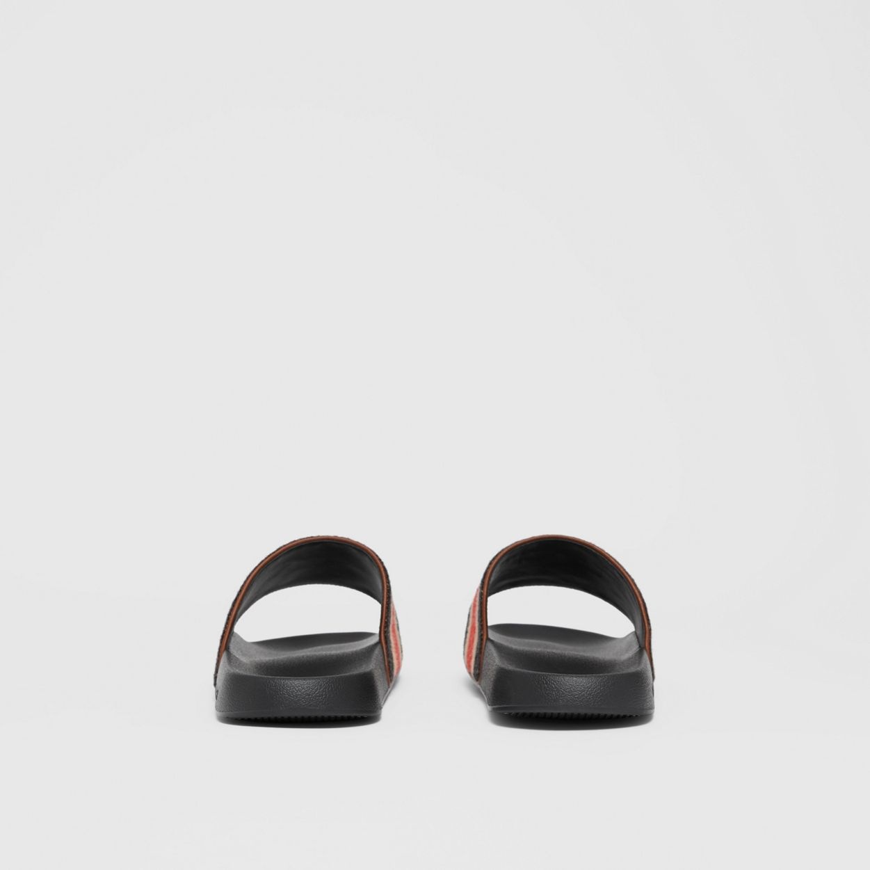 Striped Wool and Leather Slides - 6