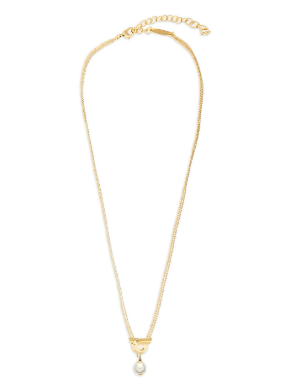 Gancini pendant pearl-drop necklace - 1