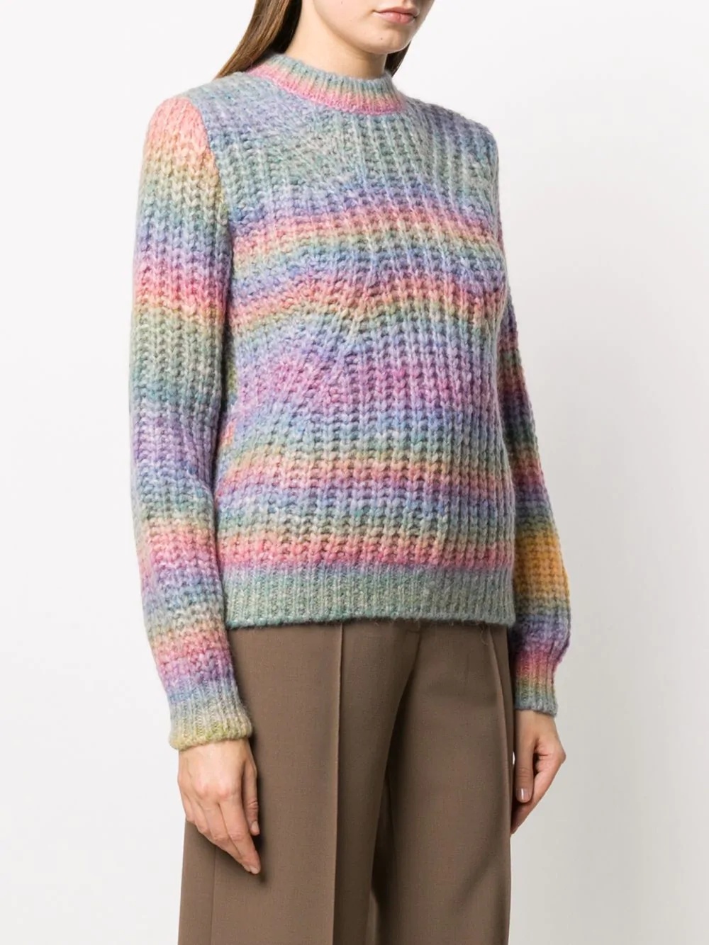 rainbow-stripe knitted jumper - 3