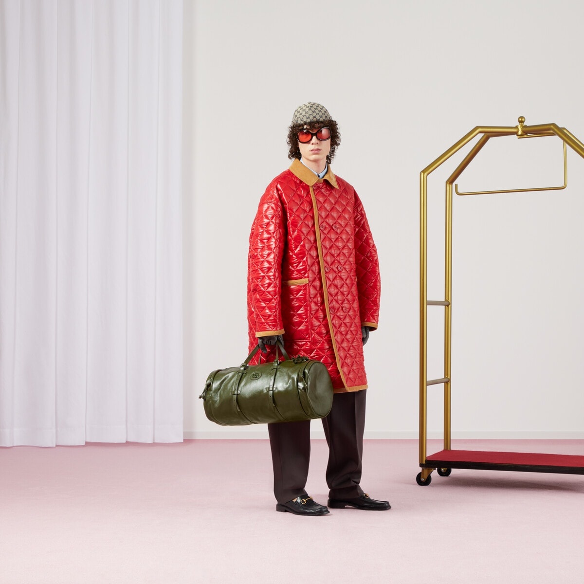 Large duffle bag with tonal Double G - 3
