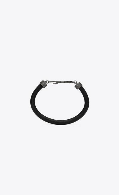 SAINT LAURENT opyum bracelet in crinkled leather and metal outlook