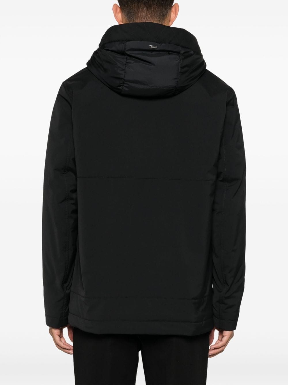 Herno logo-plaque padded hooded coat - Black