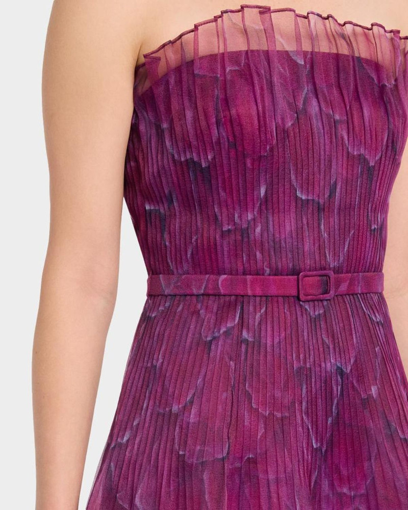 Ivana Strapless Printed Organza Gown 5