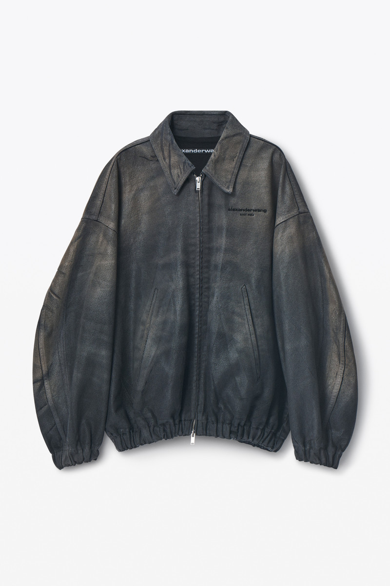 Black leather trompe-l'oeil jacket 1