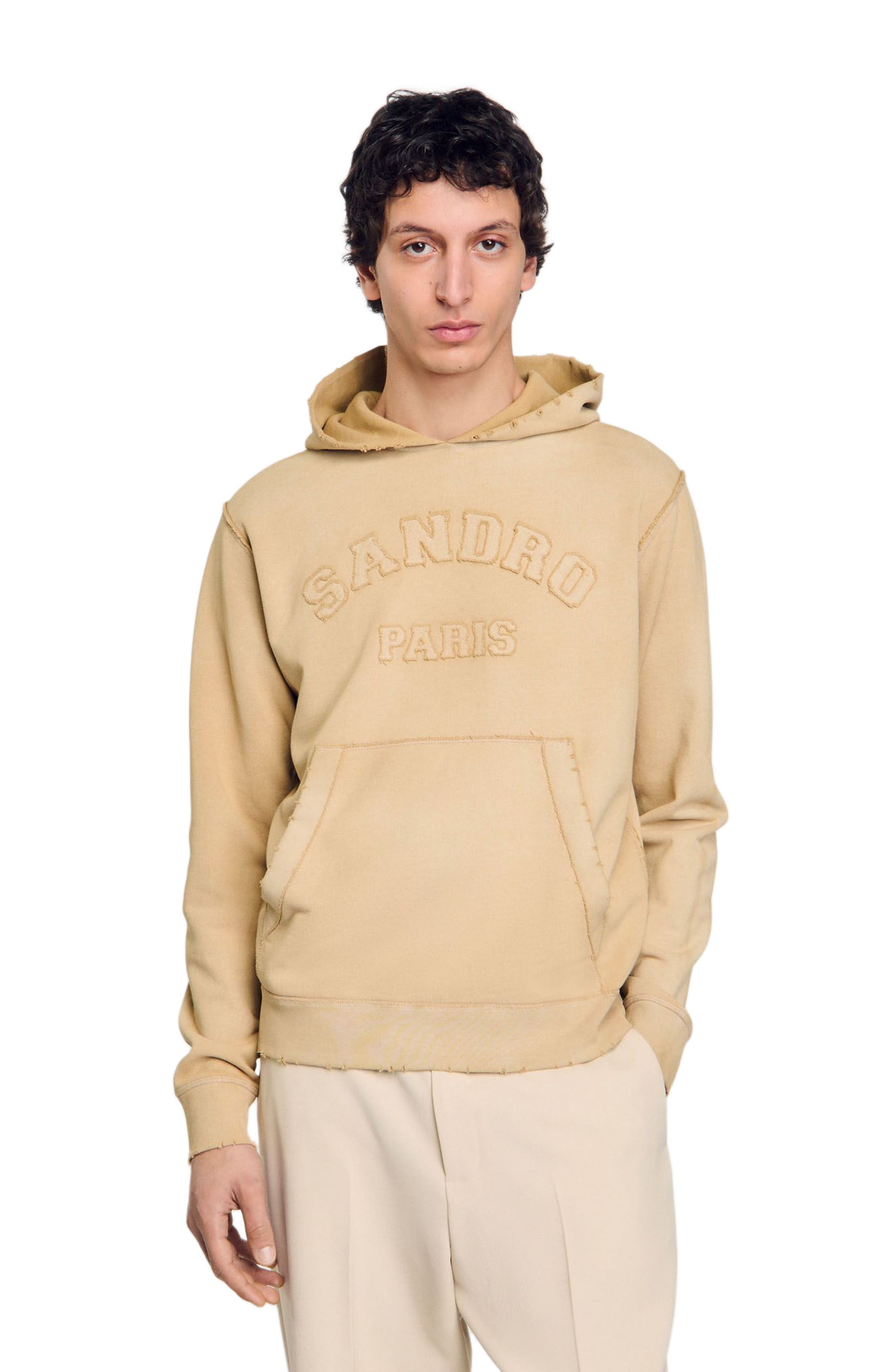 SANDRO Patch Hoodie in Sand. at Nordstrom - 3