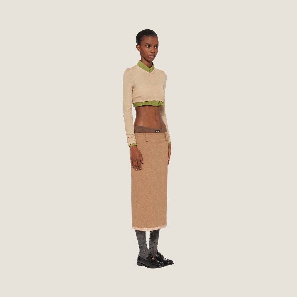 Camel-hair pencil skirt - 4