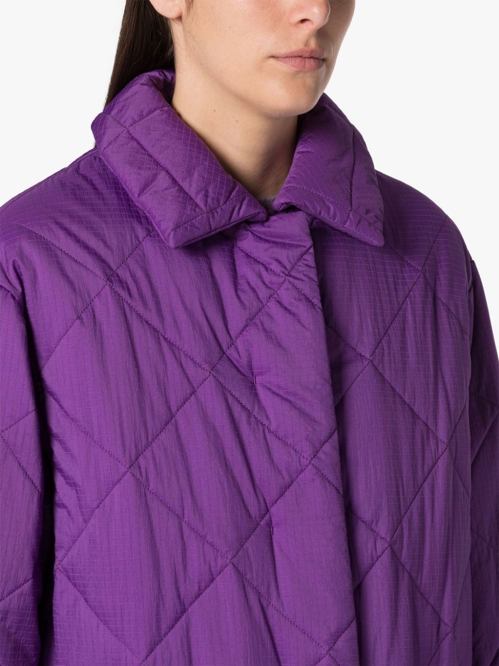 KENNA PURPLE NYLON QUILTED COAT - 5