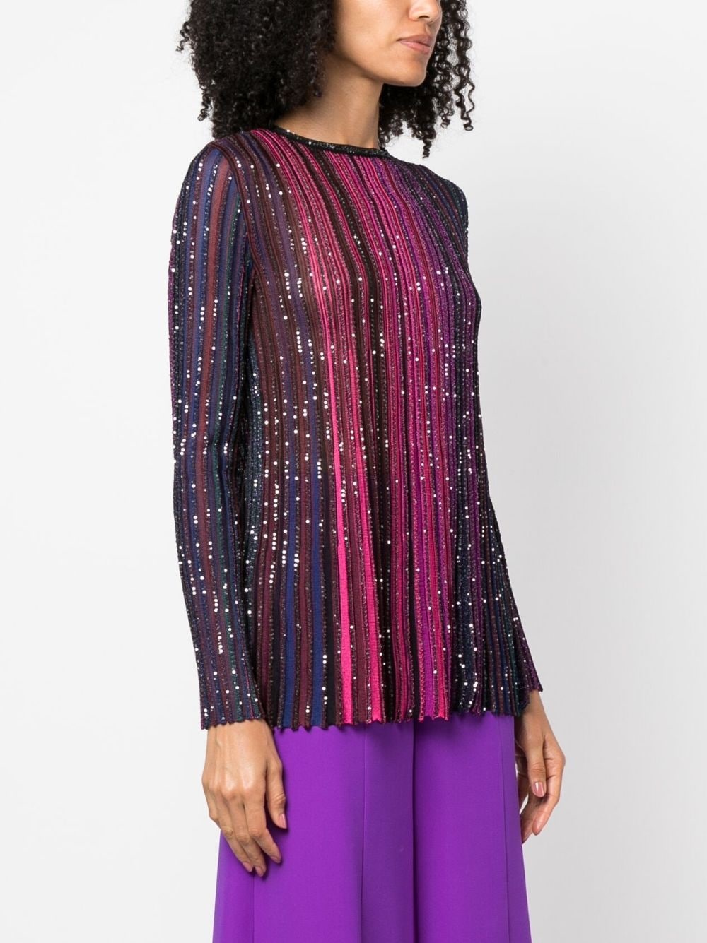 sequin-embellished striped jumper - 3