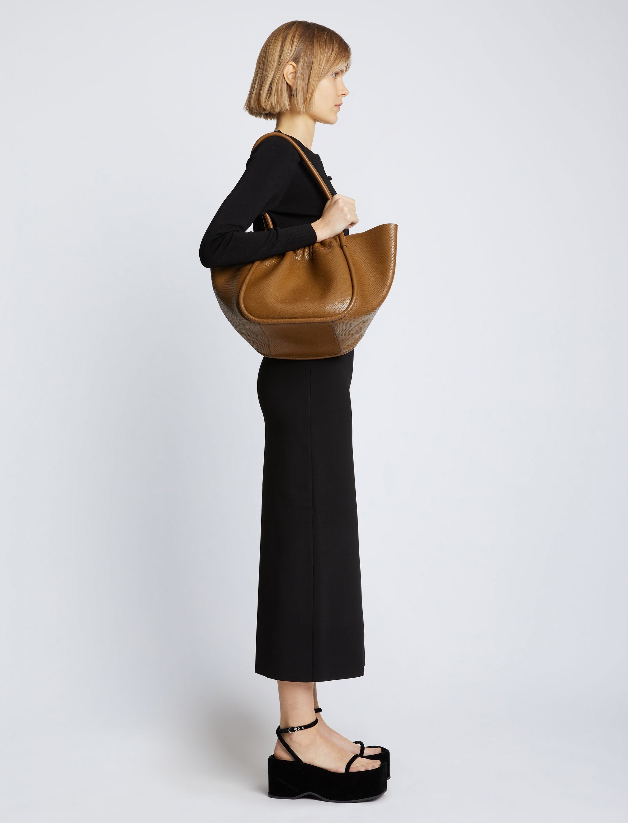 Carved Python Large Ruched Tote - 6