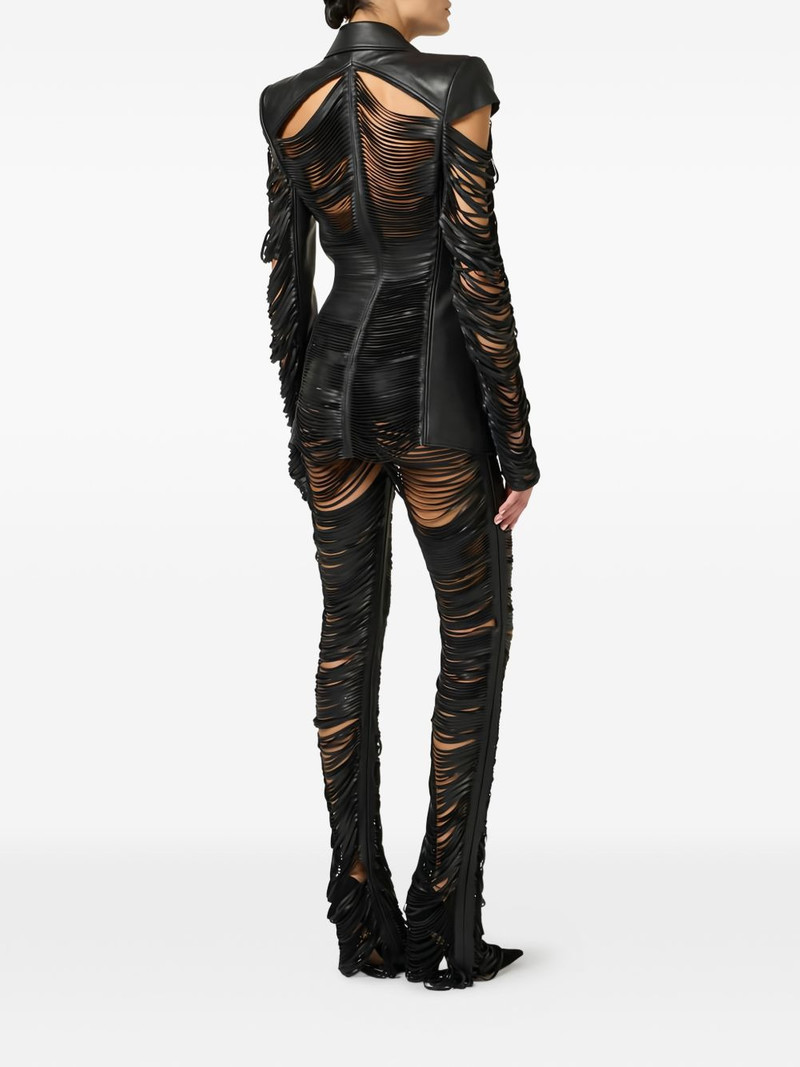 double-breasted fringed leather jacket 3