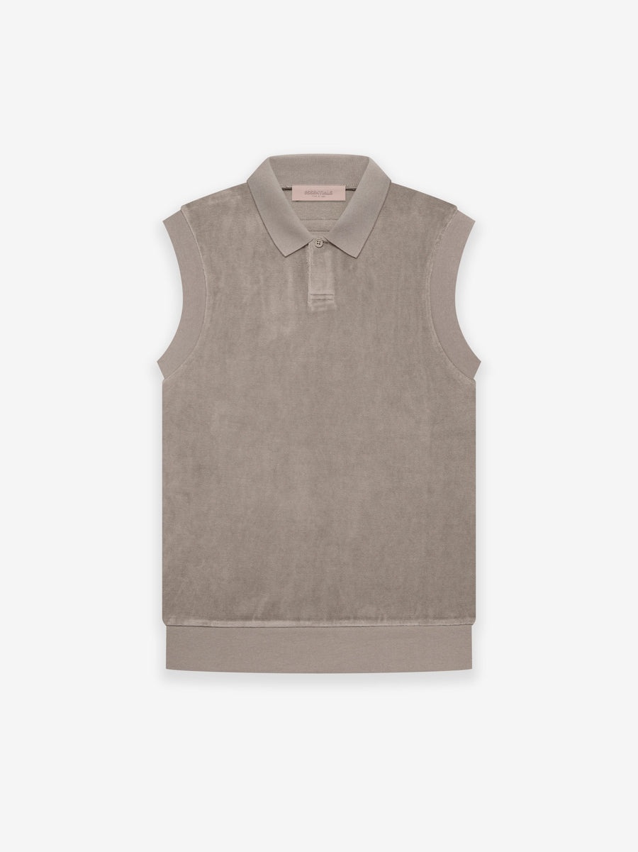 Womens Velour Sleeveless Polo - 1