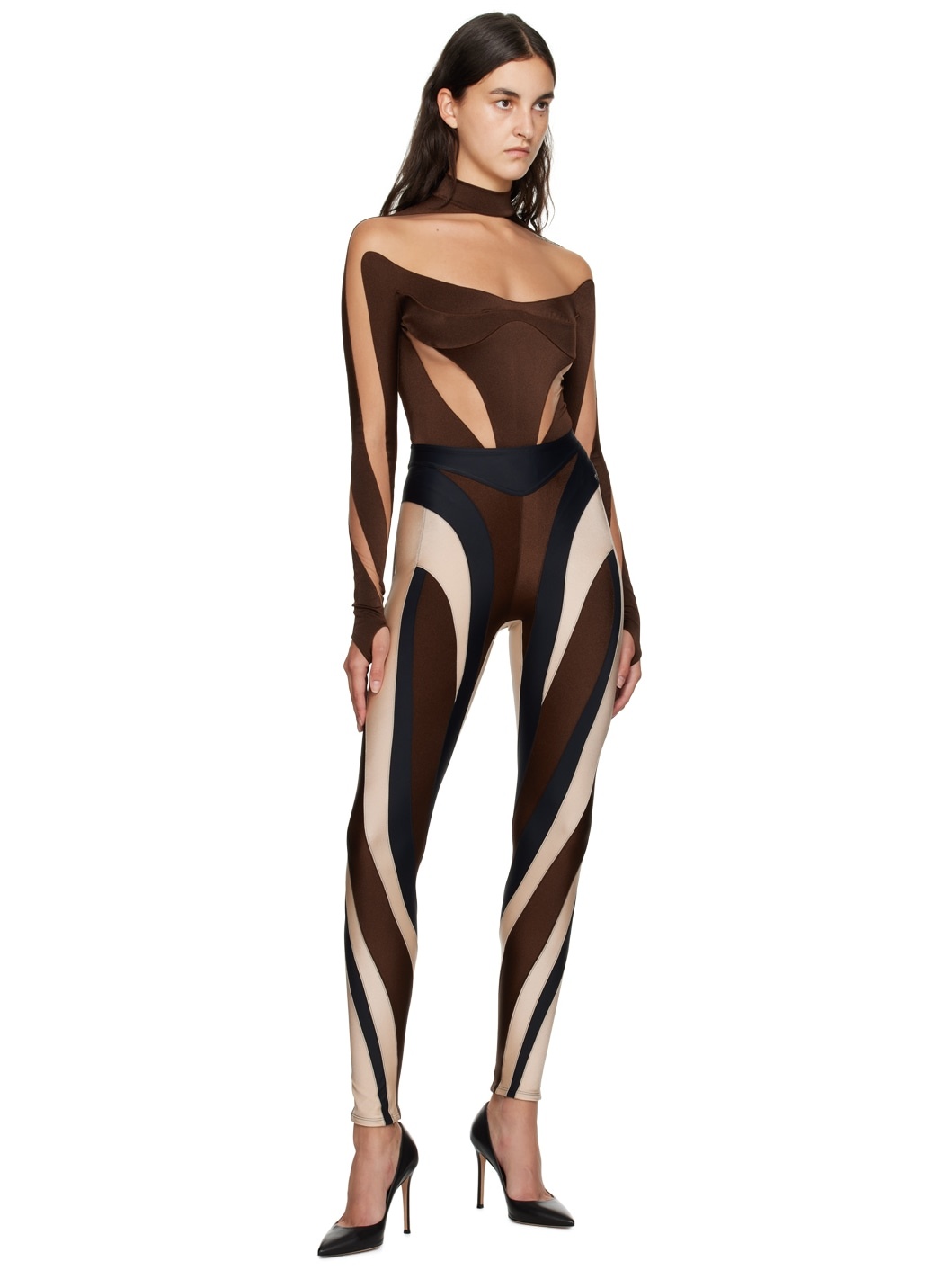 Brown Illusion Bodysuit - 5