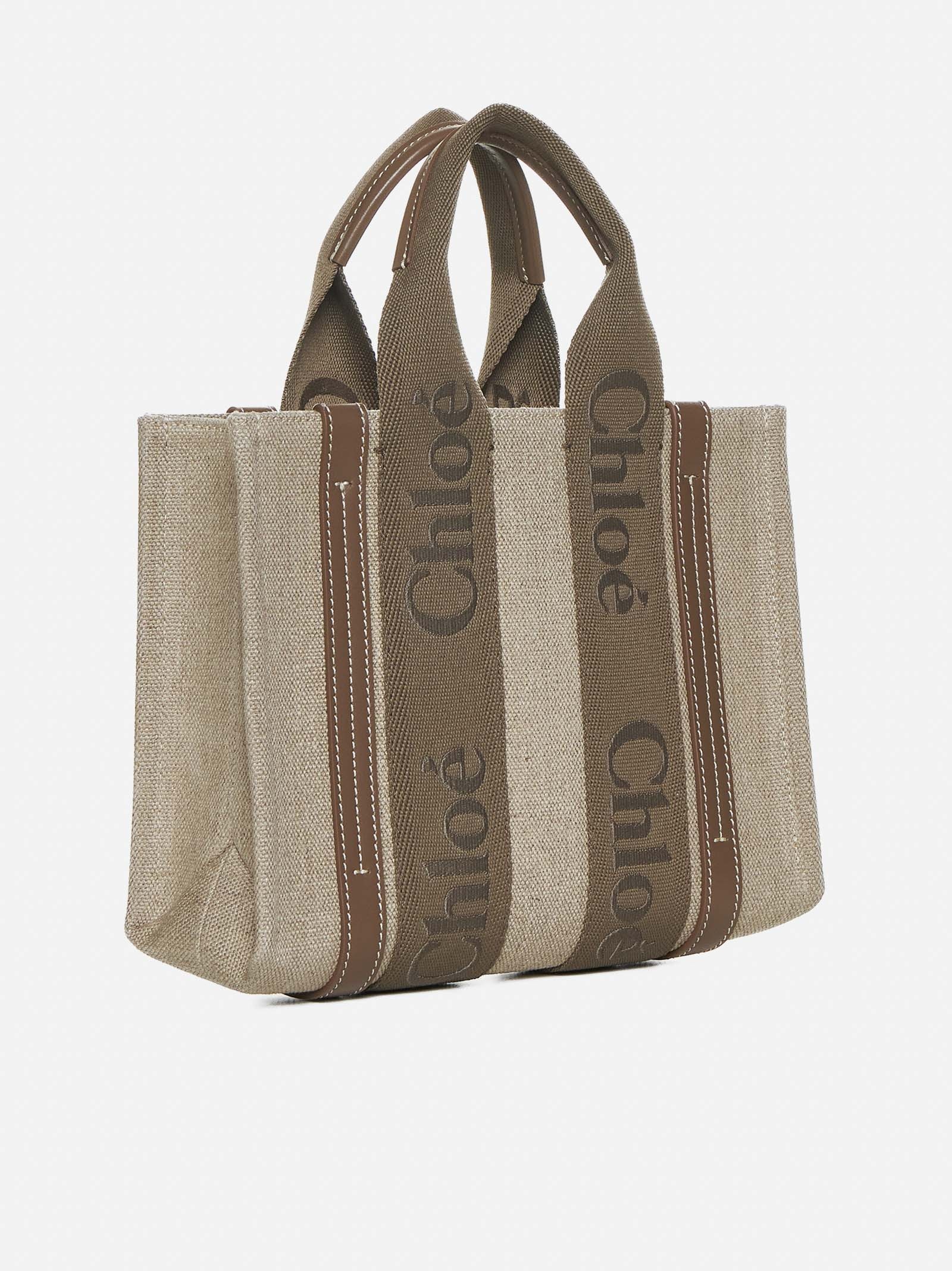Woody linen small tote bag - 3