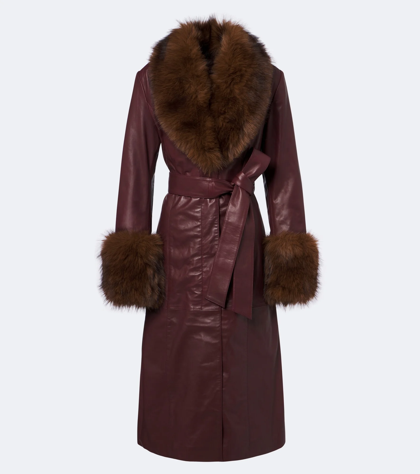 Belted leather coat - 1