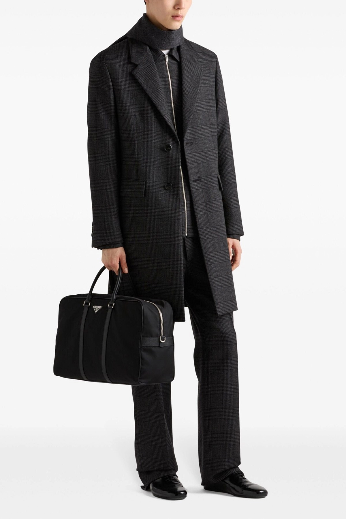 Check single-breasted coat - 2