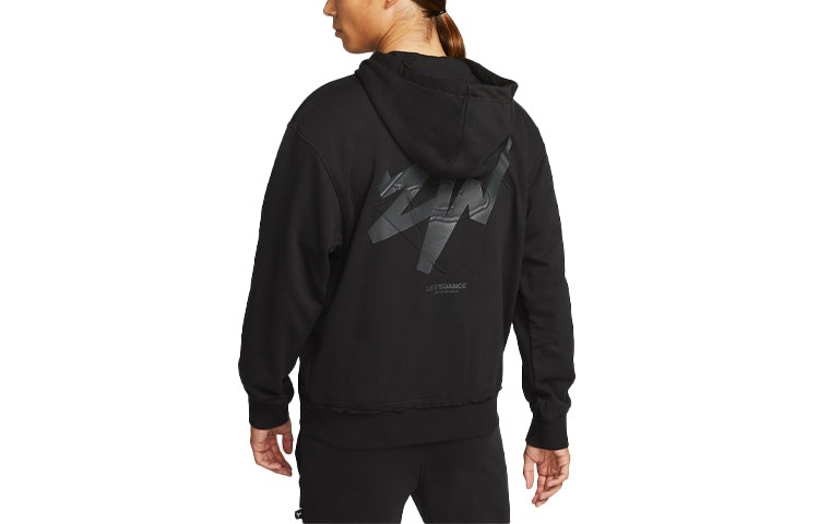 Men's Air Jordan Zion Alphabet Printing Retro Hooded Zipper Jacket Black DJ5870-010 - 2