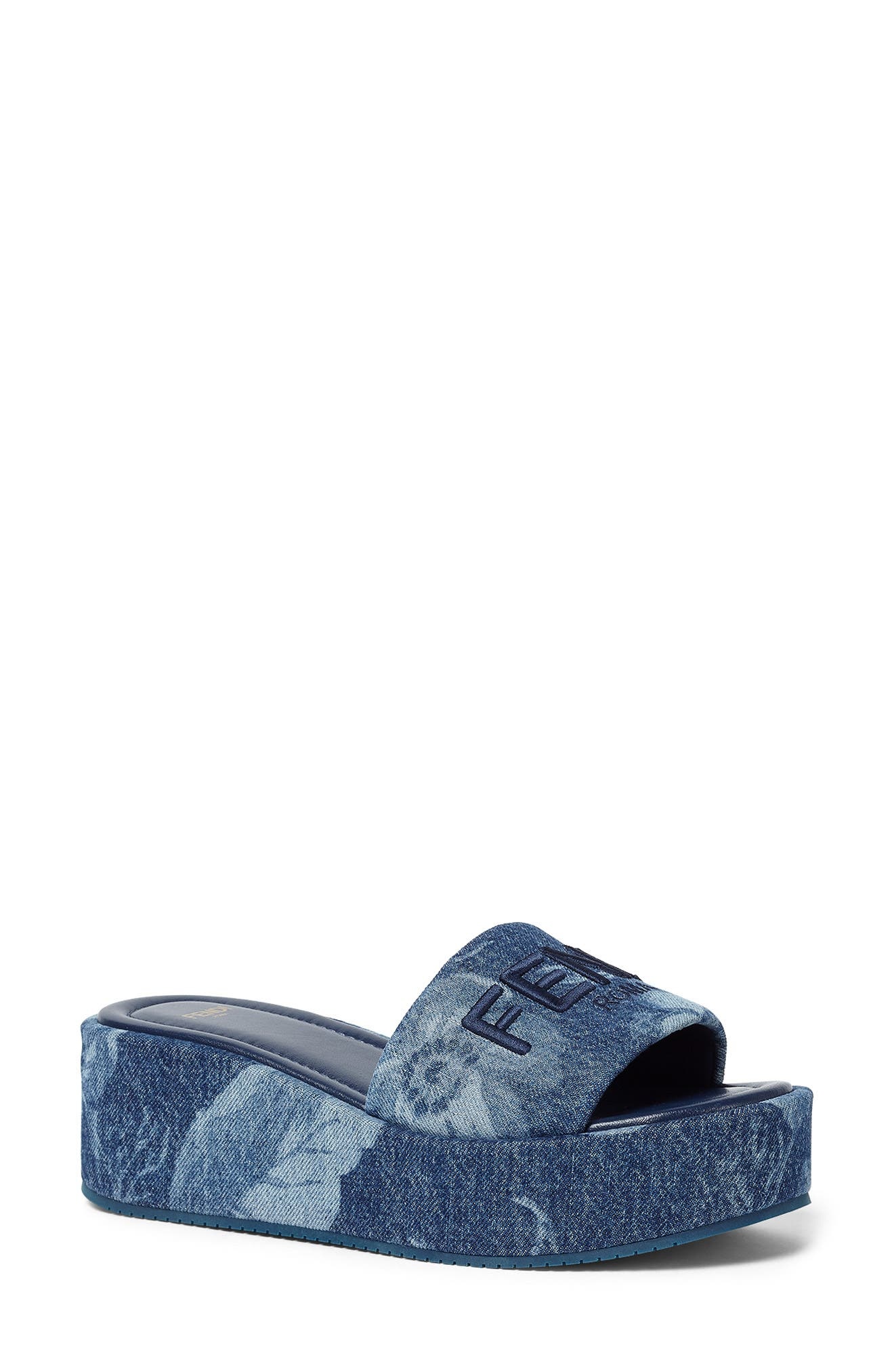 Fendi Sunshine Flatform Slide Sandal in Blue at Nordstrom - 1